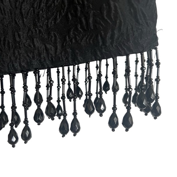 Ganni Black Beaded Fringe Organza Jacquard Mini Skirt NWT Size EU 36 - Picture 6 of 11